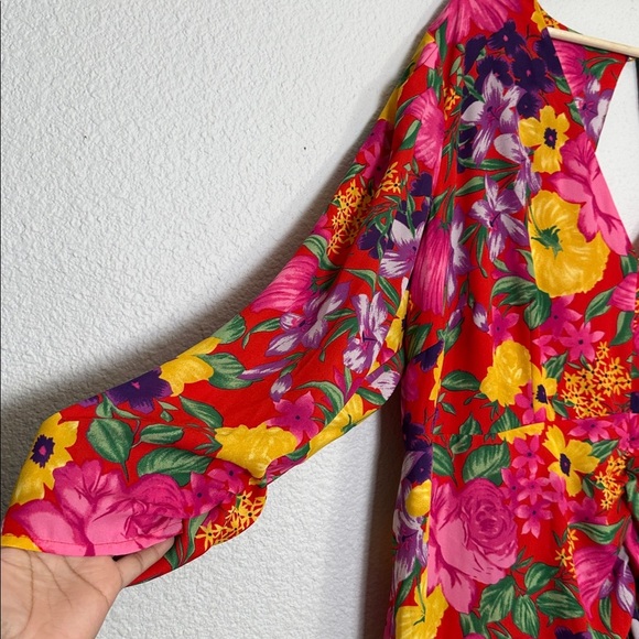 Rixo Target Pink Floral Open Back Cascade Ruffle Dress Womens Plus Size 20W/22W - Picture 3 of 14